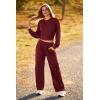 imagePRETTYGARDEN Womens Fall 2 Piece Outfits Sweatsuits Sets Long Sleeve Crop Tops Sweatshirt Wide Leg Cargo Pants with PocketsWine Red
