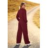 imagePRETTYGARDEN Womens Fall 2 Piece Outfits Sweatsuits Sets Long Sleeve Crop Tops Sweatshirt Wide Leg Cargo Pants with PocketsWine Red
