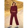 imagePRETTYGARDEN Womens Fall 2 Piece Outfits Sweatsuits Sets Long Sleeve Crop Tops Sweatshirt Wide Leg Cargo Pants with PocketsWine Red