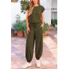 imagePRETTYGARDEN Womens Summer 2 Piece Tracksuit Outfit Casual Cap Sleeve Tops High Waist Pants Set LoungewearArmy Green