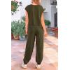 imagePRETTYGARDEN Womens Summer 2 Piece Tracksuit Outfit Casual Cap Sleeve Tops High Waist Pants Set LoungewearArmy Green