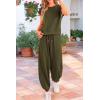 imagePRETTYGARDEN Womens Summer 2 Piece Tracksuit Outfit Casual Cap Sleeve Tops High Waist Pants Set LoungewearArmy Green