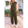 imagePRETTYGARDEN Womens Summer 2 Piece Tracksuit Outfit Casual Cap Sleeve Tops High Waist Pants Set LoungewearArmy Green