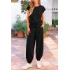 imagePRETTYGARDEN Womens Summer 2 Piece Tracksuit Outfit Casual Cap Sleeve Tops High Waist Pants Set LoungewearBlack