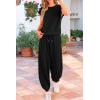 imagePRETTYGARDEN Womens Summer 2 Piece Tracksuit Outfit Casual Cap Sleeve Tops High Waist Pants Set LoungewearBlack