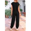 imagePRETTYGARDEN Womens Summer 2 Piece Tracksuit Outfit Casual Cap Sleeve Tops High Waist Pants Set LoungewearBlack
