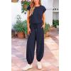 imagePRETTYGARDEN Womens Summer 2 Piece Tracksuit Outfit Casual Cap Sleeve Tops High Waist Pants Set LoungewearDark Blue