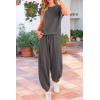 imagePRETTYGARDEN Womens Summer 2 Piece Tracksuit Outfit Casual Cap Sleeve Tops High Waist Pants Set LoungewearDark Grey