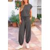 imagePRETTYGARDEN Womens Summer 2 Piece Tracksuit Outfit Casual Cap Sleeve Tops High Waist Pants Set LoungewearDark Grey