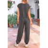 imagePRETTYGARDEN Womens Summer 2 Piece Tracksuit Outfit Casual Cap Sleeve Tops High Waist Pants Set LoungewearDark Grey
