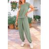 imagePRETTYGARDEN Womens Summer 2 Piece Tracksuit Outfit Casual Cap Sleeve Tops High Waist Pants Set LoungewearLight Green