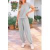 imagePRETTYGARDEN Womens Summer 2 Piece Tracksuit Outfit Casual Cap Sleeve Tops High Waist Pants Set LoungewearLight Grey