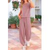 imagePRETTYGARDEN Womens Summer 2 Piece Tracksuit Outfit Casual Cap Sleeve Tops High Waist Pants Set LoungewearLight Pink
