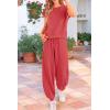 imagePRETTYGARDEN Womens Summer 2 Piece Tracksuit Outfit Casual Cap Sleeve Tops High Waist Pants Set LoungewearPeach Red