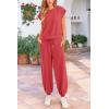 imagePRETTYGARDEN Womens Summer 2 Piece Tracksuit Outfit Casual Cap Sleeve Tops High Waist Pants Set LoungewearPeach Red