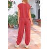 imagePRETTYGARDEN Womens Summer 2 Piece Tracksuit Outfit Casual Cap Sleeve Tops High Waist Pants Set LoungewearPeach Red