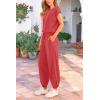 imagePRETTYGARDEN Womens Summer 2 Piece Tracksuit Outfit Casual Cap Sleeve Tops High Waist Pants Set LoungewearPeach Red