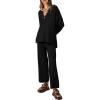 imagePRETTYGARDEN Womens 2 Piece Tracksuit Outfits 2024 Fall Knit Sweater And Wide Leg Pants Sweatsuit Lounge SetsBlack