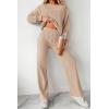 imagePRETTYGARDEN Womens 2 Piece Outfits 2024 Fall Fashion Tracksuits Long Sleeve Pullover Tops Straight Leg Pants Lounge SetsBeige