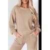 imagePRETTYGARDEN Womens 2 Piece Outfits 2024 Fall Fashion Tracksuits Long Sleeve Pullover Tops Straight Leg Pants Lounge SetsBeige