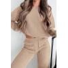 imagePRETTYGARDEN Womens 2 Piece Outfits 2024 Fall Fashion Tracksuits Long Sleeve Pullover Tops Straight Leg Pants Lounge SetsBeige