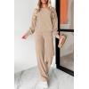 imagePRETTYGARDEN Womens 2 Piece Outfits 2024 Fall Fashion Tracksuits Long Sleeve Pullover Tops Straight Leg Pants Lounge SetsBeige