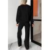 imagePRETTYGARDEN Womens 2 Piece Outfits 2024 Fall Fashion Tracksuits Long Sleeve Pullover Tops Straight Leg Pants Lounge SetsBlack