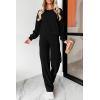 imagePRETTYGARDEN Womens 2 Piece Outfits 2024 Fall Fashion Tracksuits Long Sleeve Pullover Tops Straight Leg Pants Lounge SetsBlack