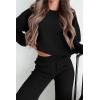 imagePRETTYGARDEN Womens 2 Piece Outfits 2024 Fall Fashion Tracksuits Long Sleeve Pullover Tops Straight Leg Pants Lounge SetsBlack