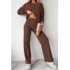 imagePRETTYGARDEN Womens 2 Piece Outfits 2024 Fall Fashion Tracksuits Long Sleeve Pullover Tops Straight Leg Pants Lounge SetsBrown