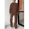imagePRETTYGARDEN Womens 2 Piece Outfits 2024 Fall Fashion Tracksuits Long Sleeve Pullover Tops Straight Leg Pants Lounge SetsBrown