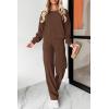 imagePRETTYGARDEN Womens 2 Piece Outfits 2024 Fall Fashion Tracksuits Long Sleeve Pullover Tops Straight Leg Pants Lounge SetsBrown