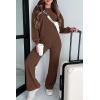 imagePRETTYGARDEN Womens 2 Piece Outfits 2024 Fall Fashion Tracksuits Long Sleeve Pullover Tops Straight Leg Pants Lounge SetsBrown