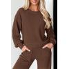 imagePRETTYGARDEN Womens 2 Piece Outfits 2024 Fall Fashion Tracksuits Long Sleeve Pullover Tops Straight Leg Pants Lounge SetsBrown