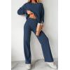 imagePRETTYGARDEN Womens 2 Piece Outfits 2024 Fall Fashion Tracksuits Long Sleeve Pullover Tops Straight Leg Pants Lounge SetsDark Blue