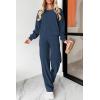imagePRETTYGARDEN Womens 2 Piece Outfits 2024 Fall Fashion Tracksuits Long Sleeve Pullover Tops Straight Leg Pants Lounge SetsDark Blue