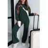 imagePRETTYGARDEN Womens 2 Piece Outfits 2024 Fall Fashion Tracksuits Long Sleeve Pullover Tops Straight Leg Pants Lounge SetsDark Green