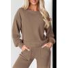 imagePRETTYGARDEN Womens 2 Piece Outfits 2024 Fall Fashion Tracksuits Long Sleeve Pullover Tops Straight Leg Pants Lounge SetsKhaki