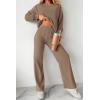 imagePRETTYGARDEN Womens 2 Piece Outfits 2024 Fall Fashion Tracksuits Long Sleeve Pullover Tops Straight Leg Pants Lounge SetsKhaki