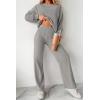 imagePRETTYGARDEN Womens 2 Piece Outfits 2024 Fall Fashion Tracksuits Long Sleeve Pullover Tops Straight Leg Pants Lounge SetsLight Grey