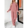 imagePRETTYGARDEN Womens 2 Piece Outfits 2024 Fall Fashion Tracksuits Long Sleeve Pullover Tops Straight Leg Pants Lounge SetsPink