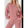 imagePRETTYGARDEN Womens 2 Piece Outfits 2024 Fall Fashion Tracksuits Long Sleeve Pullover Tops Straight Leg Pants Lounge SetsPink