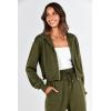 imagePRETTYGARDEN Womens 2 Piece Tracksuit Outfits Long Sleeve Zip Up Sweatshirt Drawstring Sweatpants Lounge SetArmy Green
