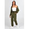 imagePRETTYGARDEN Womens 2 Piece Tracksuit Outfits Long Sleeve Zip Up Sweatshirt Drawstring Sweatpants Lounge SetArmy Green