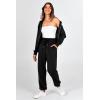 imagePRETTYGARDEN Womens 2 Piece Tracksuit Outfits Long Sleeve Zip Up Sweatshirt Drawstring Sweatpants Lounge SetBlack
