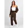 imagePRETTYGARDEN Womens 2 Piece Tracksuit Outfits Long Sleeve Zip Up Sweatshirt Drawstring Sweatpants Lounge SetCoffee