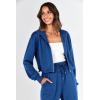 imagePRETTYGARDEN Womens 2 Piece Tracksuit Outfits Long Sleeve Zip Up Sweatshirt Drawstring Sweatpants Lounge SetDark Blue