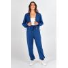 imagePRETTYGARDEN Womens 2 Piece Tracksuit Outfits Long Sleeve Zip Up Sweatshirt Drawstring Sweatpants Lounge SetDark Blue