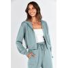 imagePRETTYGARDEN Womens 2 Piece Tracksuit Outfits Long Sleeve Zip Up Sweatshirt Drawstring Sweatpants Lounge SetGreen