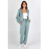 imagePRETTYGARDEN Womens 2 Piece Tracksuit Outfits Long Sleeve Zip Up Sweatshirt Drawstring Sweatpants Lounge SetGreen